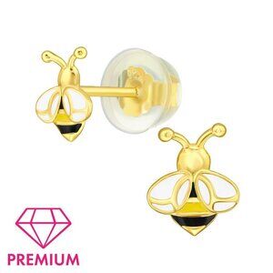 14k Gold Vermeil Enamel Bee Studs